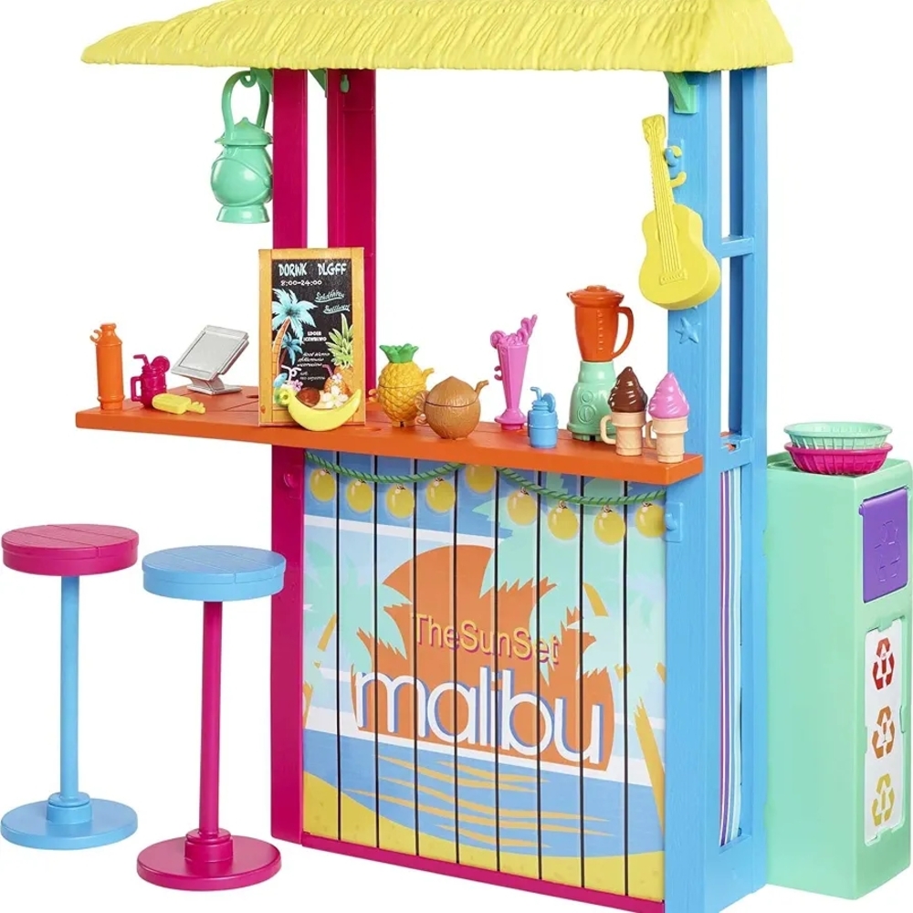 Barbie Loves The Ocean Playset, Beach Shack with 18+ Acs, Stools, Food & More